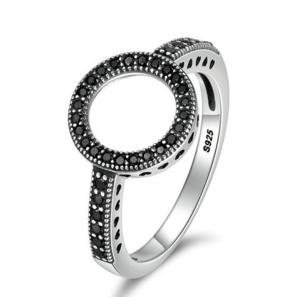 Sterling Silver black sapphire Forever Love ring
